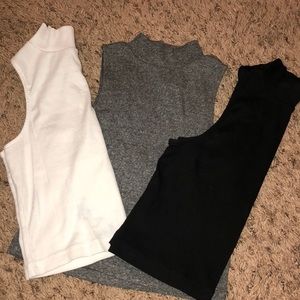 3 crop tops w high neckline all 3 for 20/1 for 10
